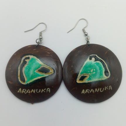 KiriArts Coconut Shell Earrings Aranuka Island Engraved Map