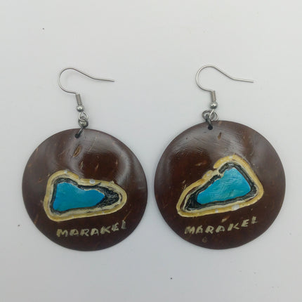 KiriArts Coconut Shell Earrings Marakei Island Engraved Map