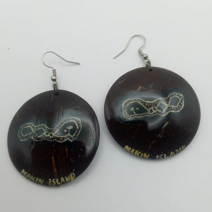 KiriArts Coconut Shell Earrings Makin Island map