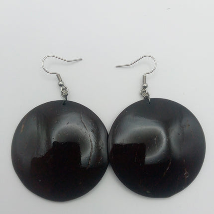 KiriArts Coconut Shell Earrings Dark Moon Plain