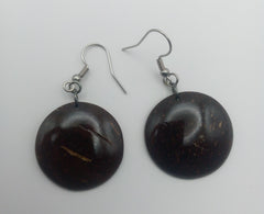 KiriArts Coconut Shell Earrings Engraved Dark Moon