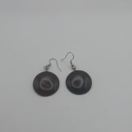 KiriArts Coconut Shell Earrings Dark Mini Moon Plain