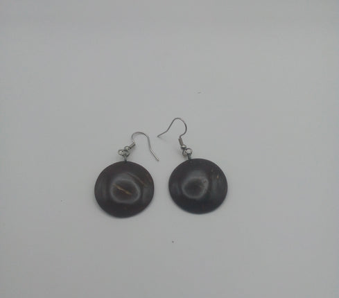 KiriArts Coconut Shell Earrings Dark Mini Moon Plain