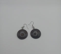 KiriArts Coconut Shell Earrings Dark Mini Moon Plain