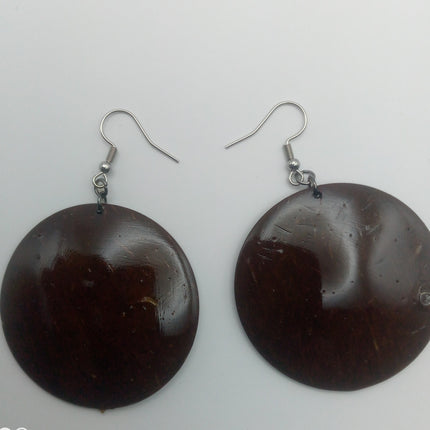 KiriArts Coconut Shell Earrings Warm Moon Plain
