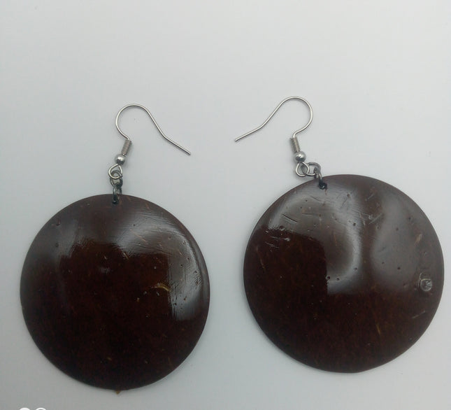 KiriArts Coconut Shell Earrings Warm Moon Plain
