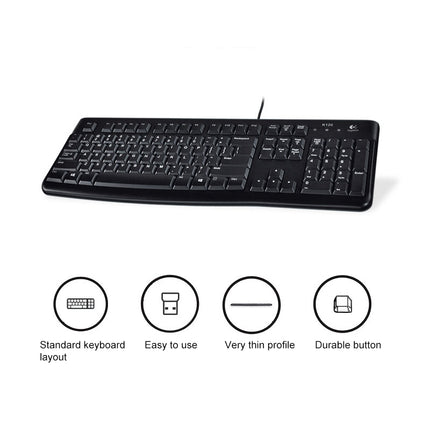 Logitech K120 USB Waterproof Splash Wired Keyboard for Desktop Computers / Laptops(Black)