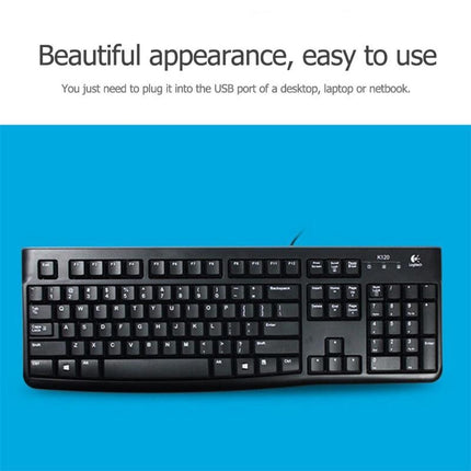 Logitech K120 USB Waterproof Splash Wired Keyboard for Desktop Computers / Laptops(Black)