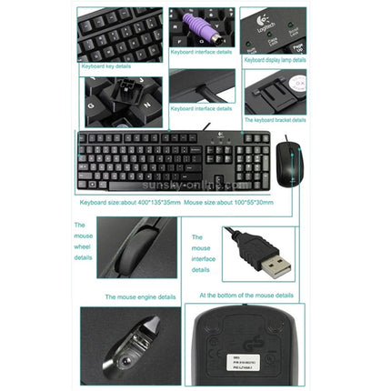 Logitech MK100 PS / 2 Interface  Wired Keyboard + USB Interface Wired Mouse Set (Black)