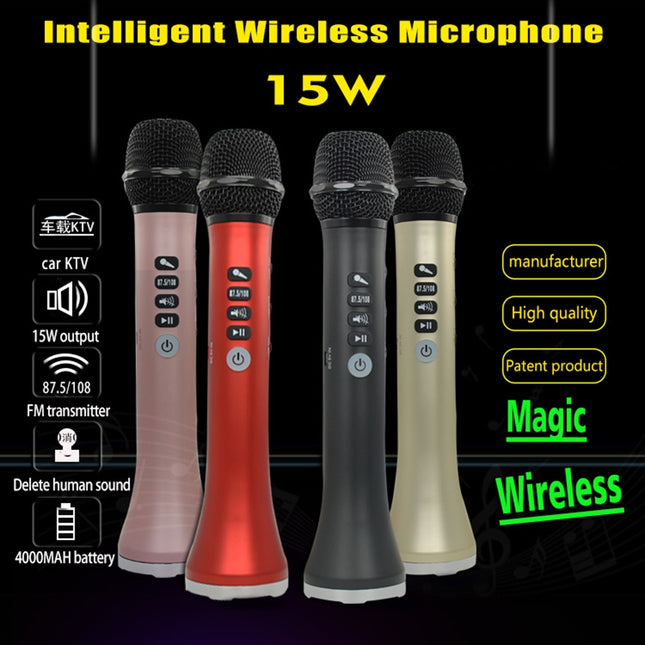 L-698 K Song Microphone Mobile Phone Bluetooth Wireless Microphone Audio Integrated KTV(Wisdom Black)