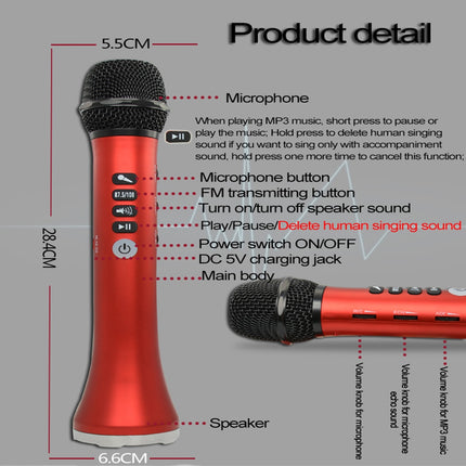 L-698 K Song Microphone Mobile Phone Bluetooth Wireless Microphone Audio Integrated KTV(Wisdom Black)