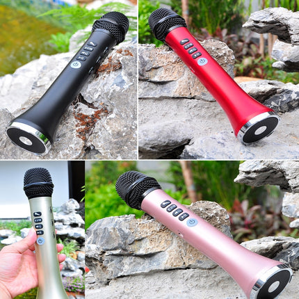 L-698 K Song Microphone Mobile Phone Bluetooth Wireless Microphone Audio Integrated KTV(Wisdom Black)
