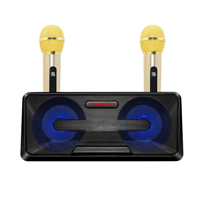 SDRD SD-301 2 in 1 Family KTV Portable Wireless Live Dual Microphone + Bluetooth Speaker(Black)