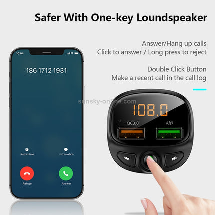 FLOVEME YXF-88 QC 3.0 Dual USB CarBluetooth MP3 Player Car Kit, Support TF