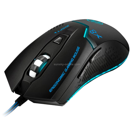 iMICE X8 LED Colorful Light USB 6 Buttons 3200 DPI Wired Optical Gaming Mouse for Computer PC Laptop(Black)