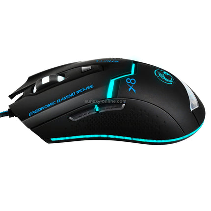 iMICE X8 LED Colorful Light USB 6 Buttons 3200 DPI Wired Optical Gaming Mouse for Computer PC Laptop(Black)