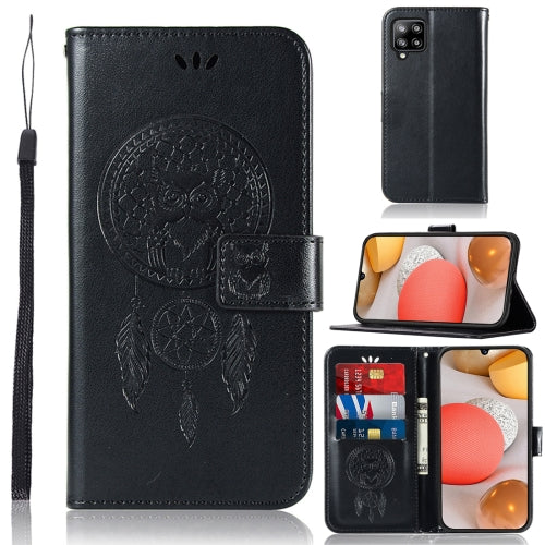 For Samsung Galaxy A12 Wind Chime Owl Embossing with Holder & Card Slots & Wallet