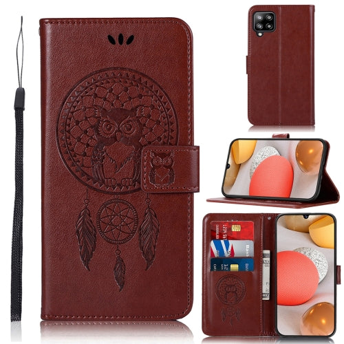 For Samsung Galaxy A12 Wind Chime Owl Embossing with Holder & Card Slots & Wallet