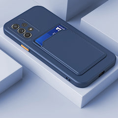For Samsung Galaxy A23 4G / 5G Skin Feel Card TPU Contrast Color Button Phone Case(Dark Blue)
