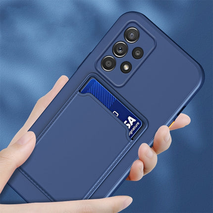For Samsung Galaxy A23 4G / 5G Skin Feel Card TPU Contrast Color Button Phone Case(Dark Blue)