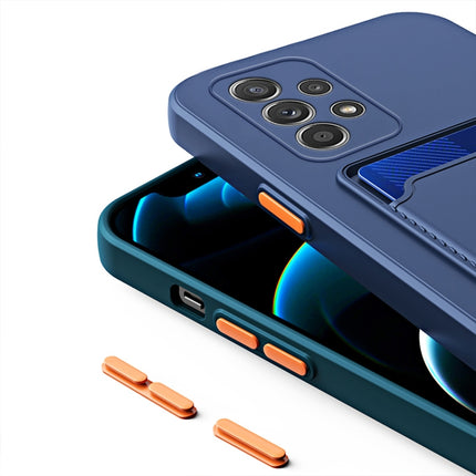 For Samsung Galaxy A23 4G / 5G Skin Feel Card TPU Contrast Color Button Phone Case(Dark Blue)