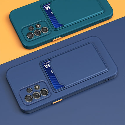 For Samsung Galaxy A23 4G / 5G Skin Feel Card TPU Contrast Color Button Phone Case(Dark Blue)