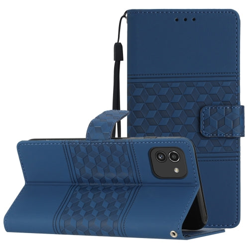 For Samsung Galaxy A03 Diamond Embossed Skin Feel Leather Phone Case with Lanyard