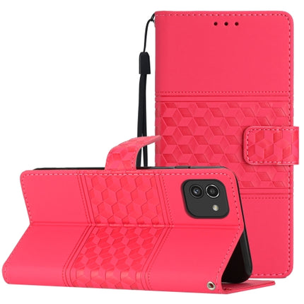 For Samsung Galaxy A03 Diamond Embossed Skin Feel Leather Phone Case with Lanyard