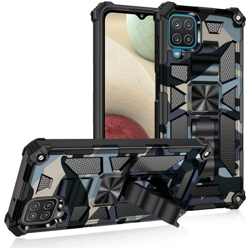 For Samsung Galaxy A12 Camouflage Armor Shockproof Protective Case with Holder