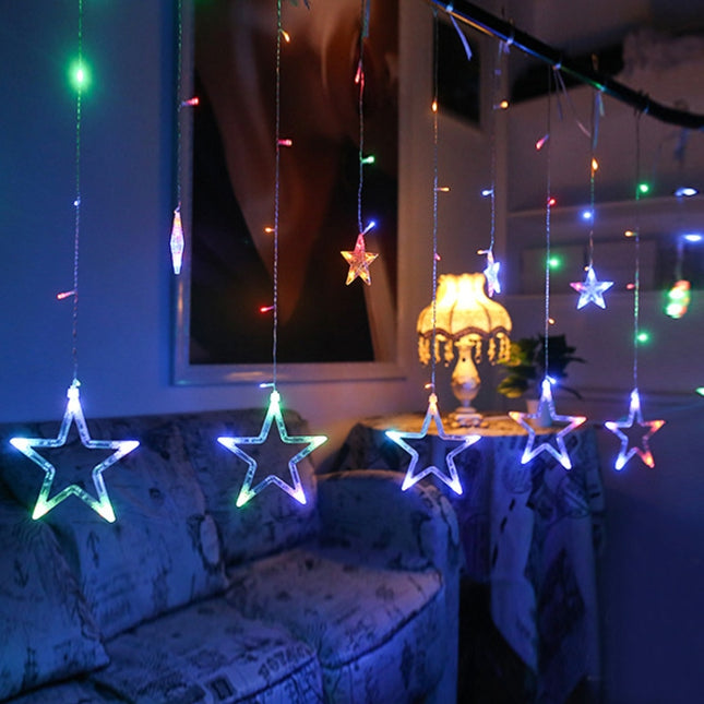 220V EU Plug LED Star Light Christmas lights Indoor/Outdoor Decorative Love Curtains Lamp For Holiday Wedding Party lighting(Colourful)