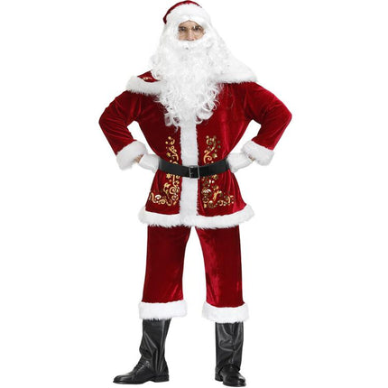Christmas Printed Clothing For Men Santa Claus Cosplay Costume Set, (9pcs)