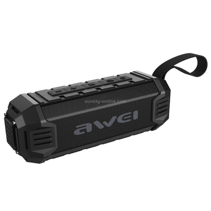 awei Y280 IPX4 Bluetooth Speaker Power Bank with Enhanced Bass, Built-in Mic, Support FM / USB / TF Card / AUX(Black)