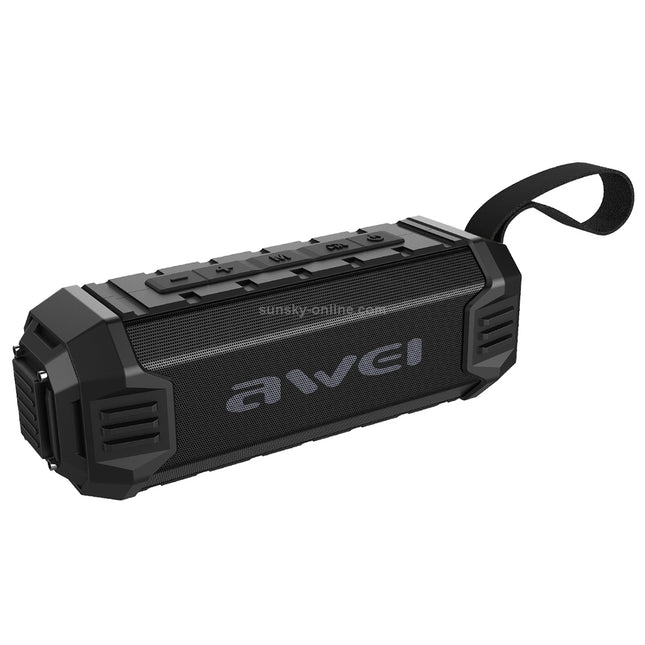 awei Y280 IPX4 Bluetooth Speaker Power Bank with Enhanced Bass, Built-in Mic, Support FM / USB / TF Card / AUX(Black)