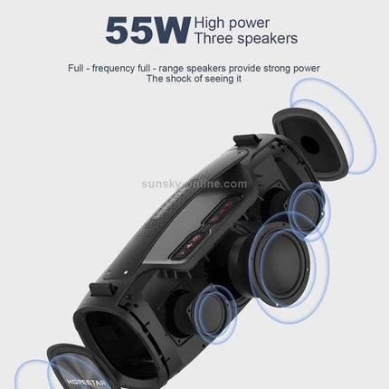 HOPESTAR A6X TWS Portable Outdoor Bluetooth Speaker with Colorful Music Lights, Support Power Bank & Hands-free Call & U
Disk & TF Card & 3.5mm AUX(Black)