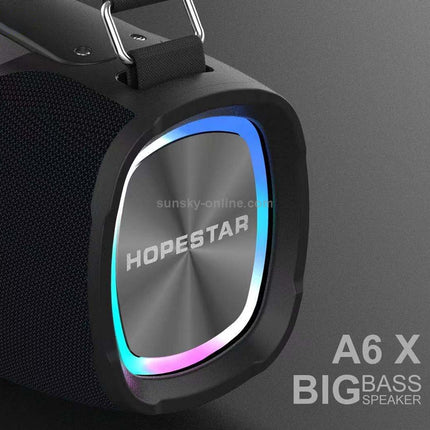HOPESTAR A6X TWS Portable Outdoor Bluetooth Speaker with Colorful Music Lights, Support Power Bank & Hands-free Call & U
Disk & TF Card & 3.5mm AUX(Black)