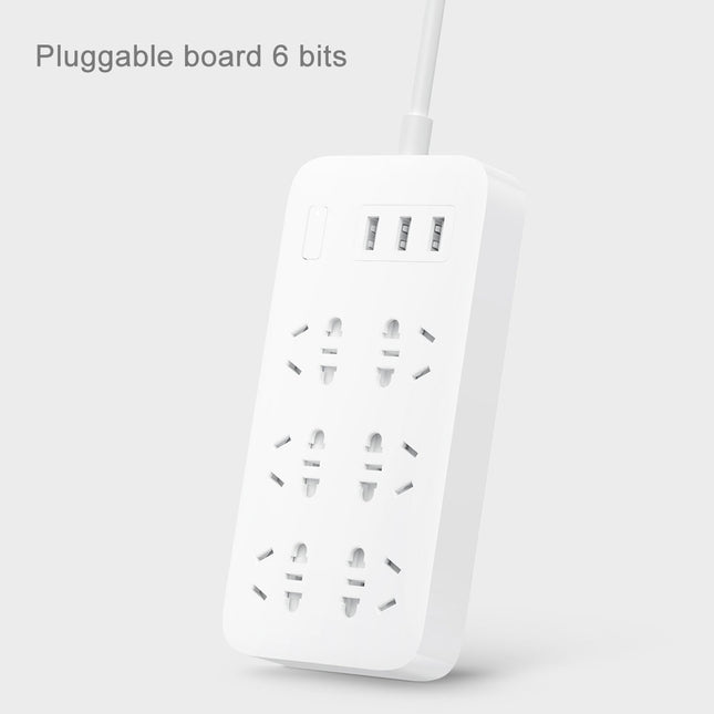 Original Xiaomi Mijia Smart 6 New Chinese Standard Sockets 5V/2.1A 3-USB Ports Power Strip (White)