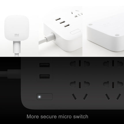 Original Xiaomi Mijia Smart 6 New Chinese Standard Sockets 5V/2.1A 3-USB Ports Power Strip (White)