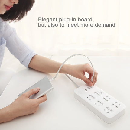 Original Xiaomi Mijia Smart 6 New Chinese Standard Sockets 5V/2.1A 3-USB Ports Power Strip (White)