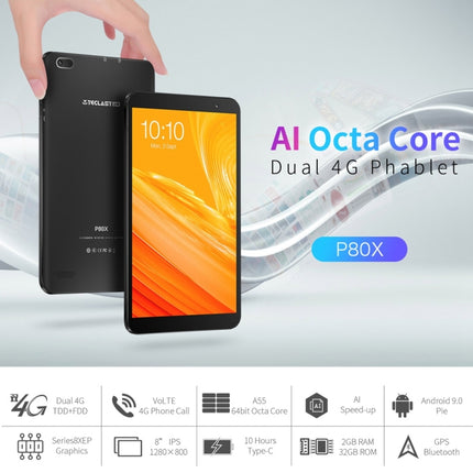 Teclast P80X Tablet, 8.0 inch, 2GB+32GB, Android 9.0, Unisoc SC9863A Octa-core CPU, 4G(Black)