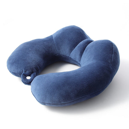 Portable Nap Neck Care Pillow Multifunctional Airplane Travel U-Shaped Pillow, Style: Navy Blue PP Cotton