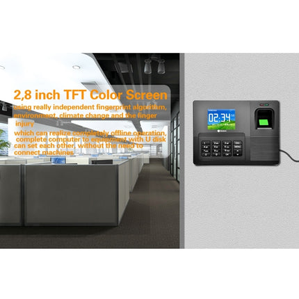 Realand A-F031 2.8 inch Color TFT Screen Fingerprint & RFID Time Attendance Clock(Black)