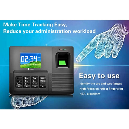 Realand A-F031 2.8 inch Color TFT Screen Fingerprint & RFID Time Attendance Clock(Black)