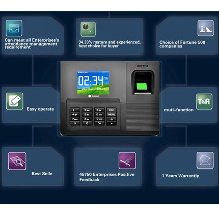 Realand A-F031 2.8 inch Color TFT Screen Fingerprint & RFID Time Attendance Clock(Black)