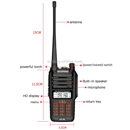 BaoFeng BF-UV9R 5W Waterproof Dual Band Radio Handheld Antenna Walkie Talkie, US Plug