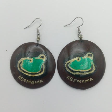 KiriArts Coconut Shell Earrings Abemama Island Engraved Map