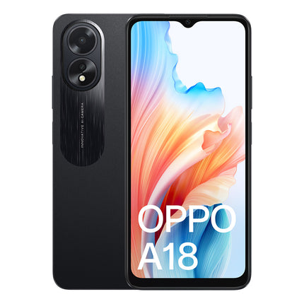 OPPO A18 4G LTE Smartphone – 128GB Storage, 4GB RAM, 6.56" Screen, 5000mAh Battery – Black