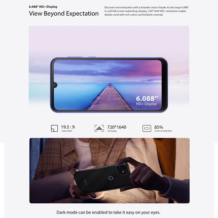 Blackview OSCAL C20, 1GB+32GB, Face Identification, 6.088 inch Android 11 Unisoc SC7731E Quad Core Network: 3G, Dual SIM(Black)